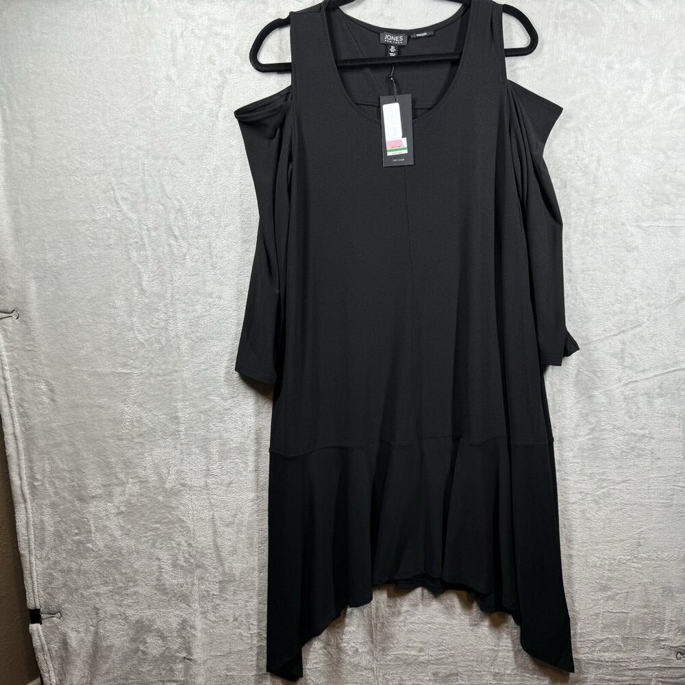Jones New York Womens Dress Sz Large NEW Black Pullover Open Shoulder 3/4 Sleeve